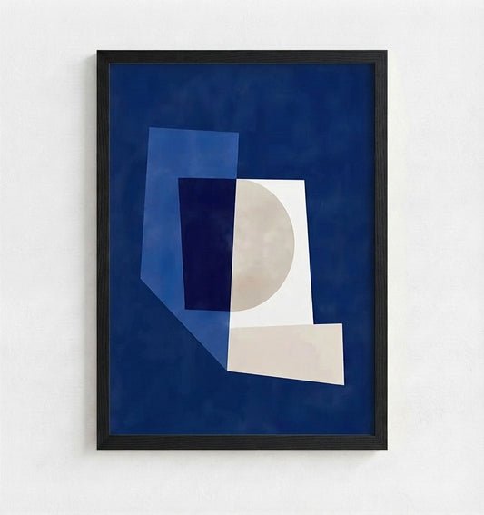Blue abstract geometric wall art print