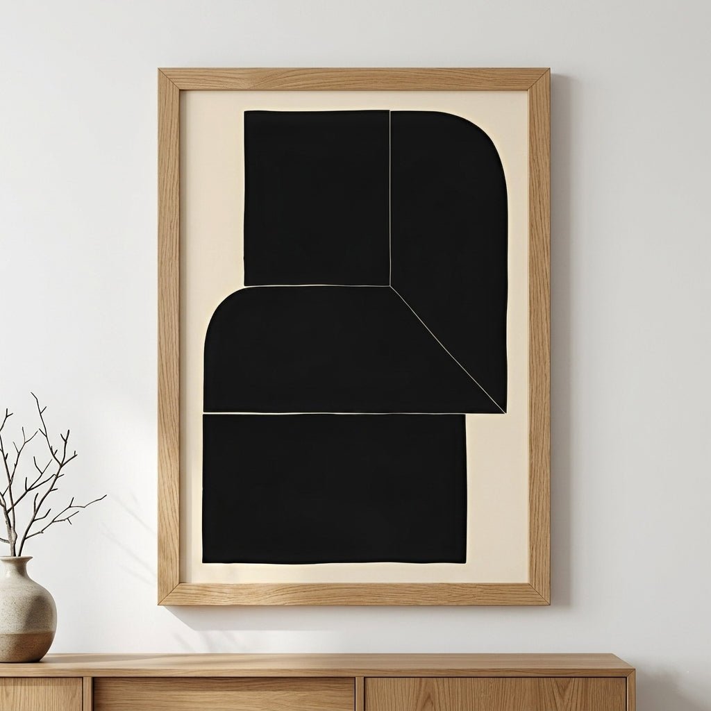 Framed Artwork Black Minimalist Abstract Wall Art Print decor