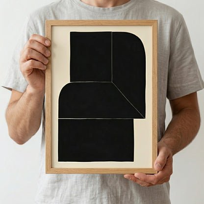 Framed Black Minimalist Abstract Wall Art Print for home decor