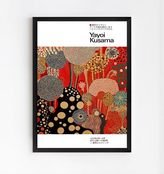 yayoi kusama inspired red abstract art print