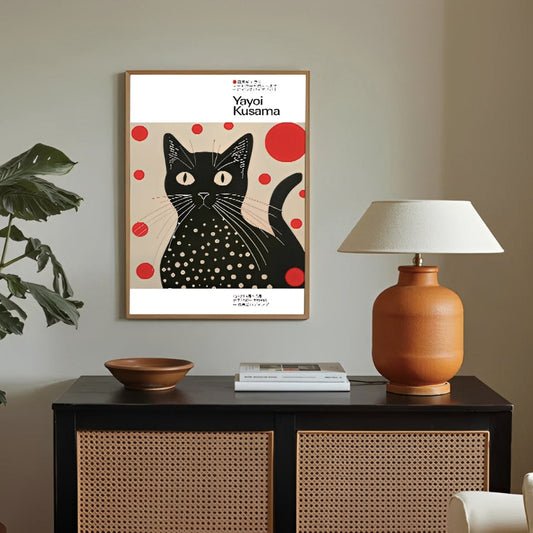 Yayoi kusama inspired black cat art